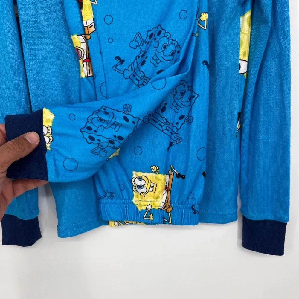 NWT Spongebob Squarepants Boys Pajamas Set Size 10 Blue Long Sleeve Cartoon Gift